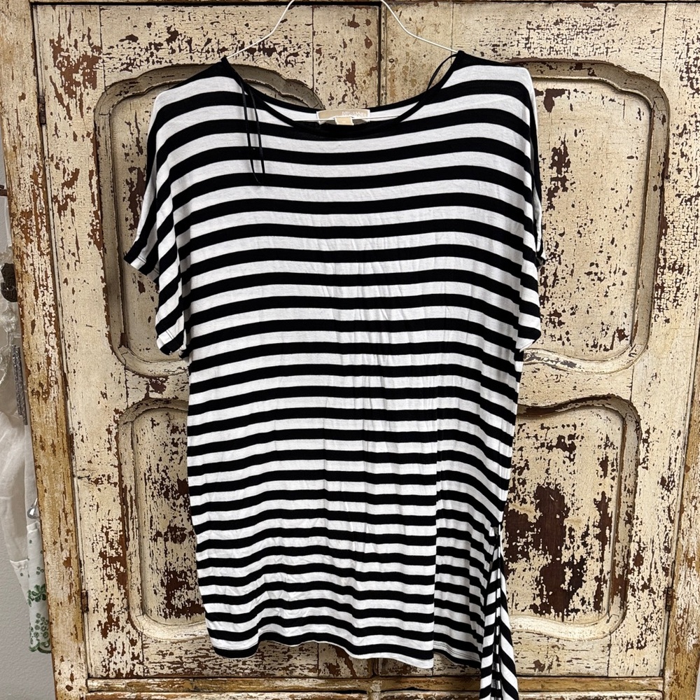 Michael Kors Black and White Striped Tee